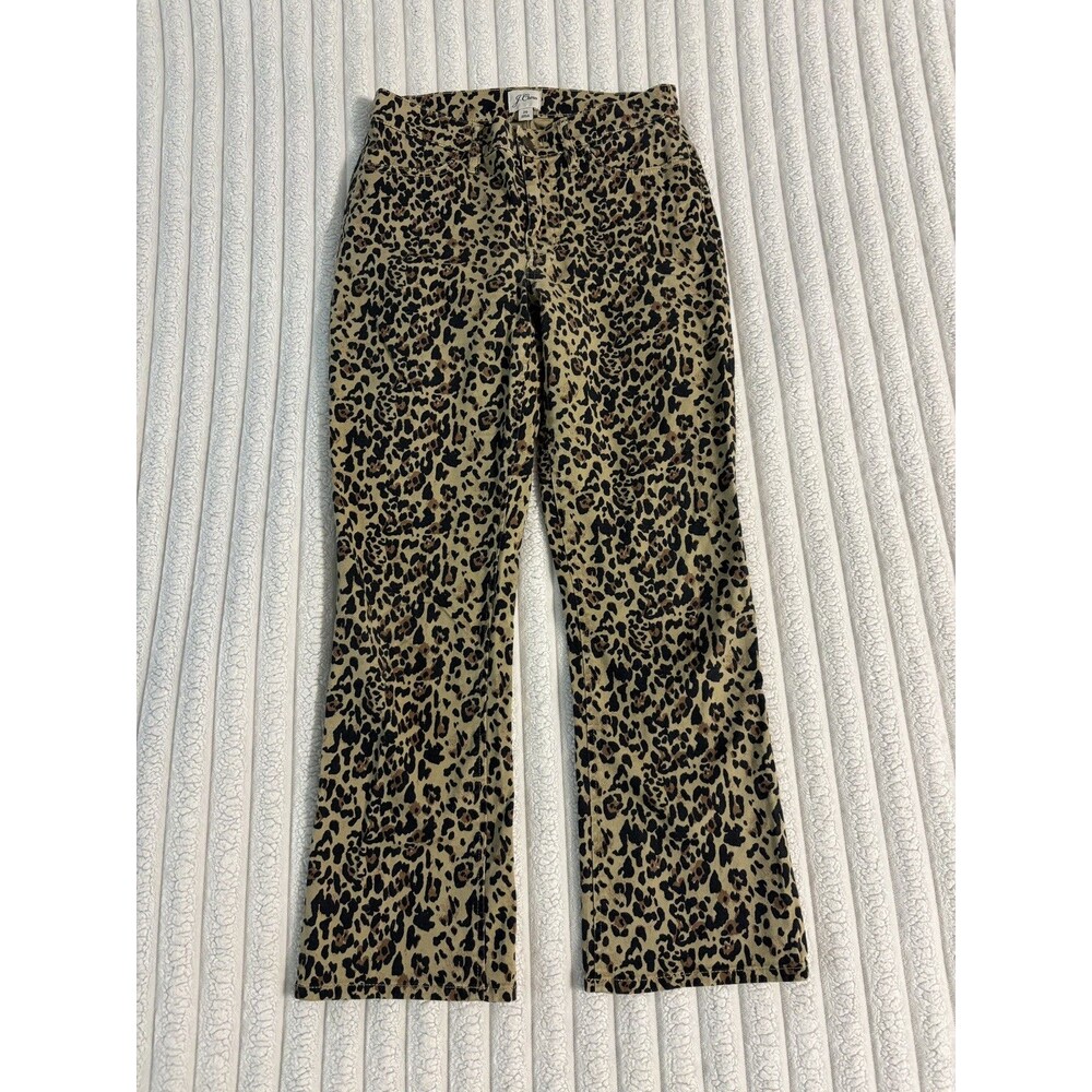 J.Crew kick out crop jean pants women 26 cheetah leopard animal print maximalist